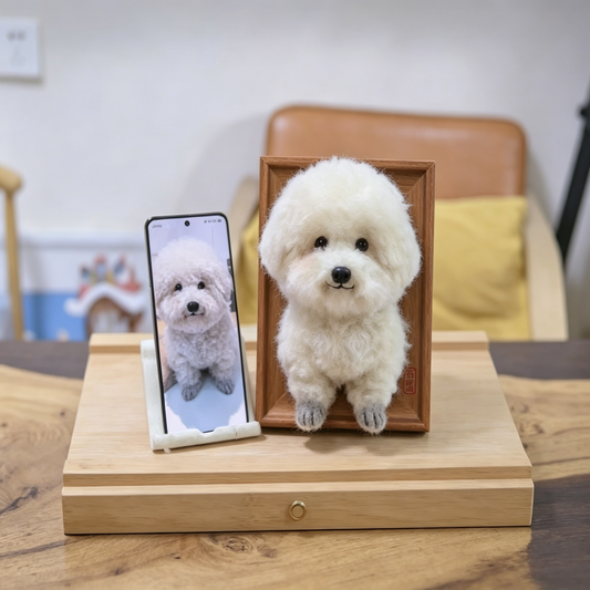 Custom Needle Felted Pet Portrait Frame - Half Body with Paws