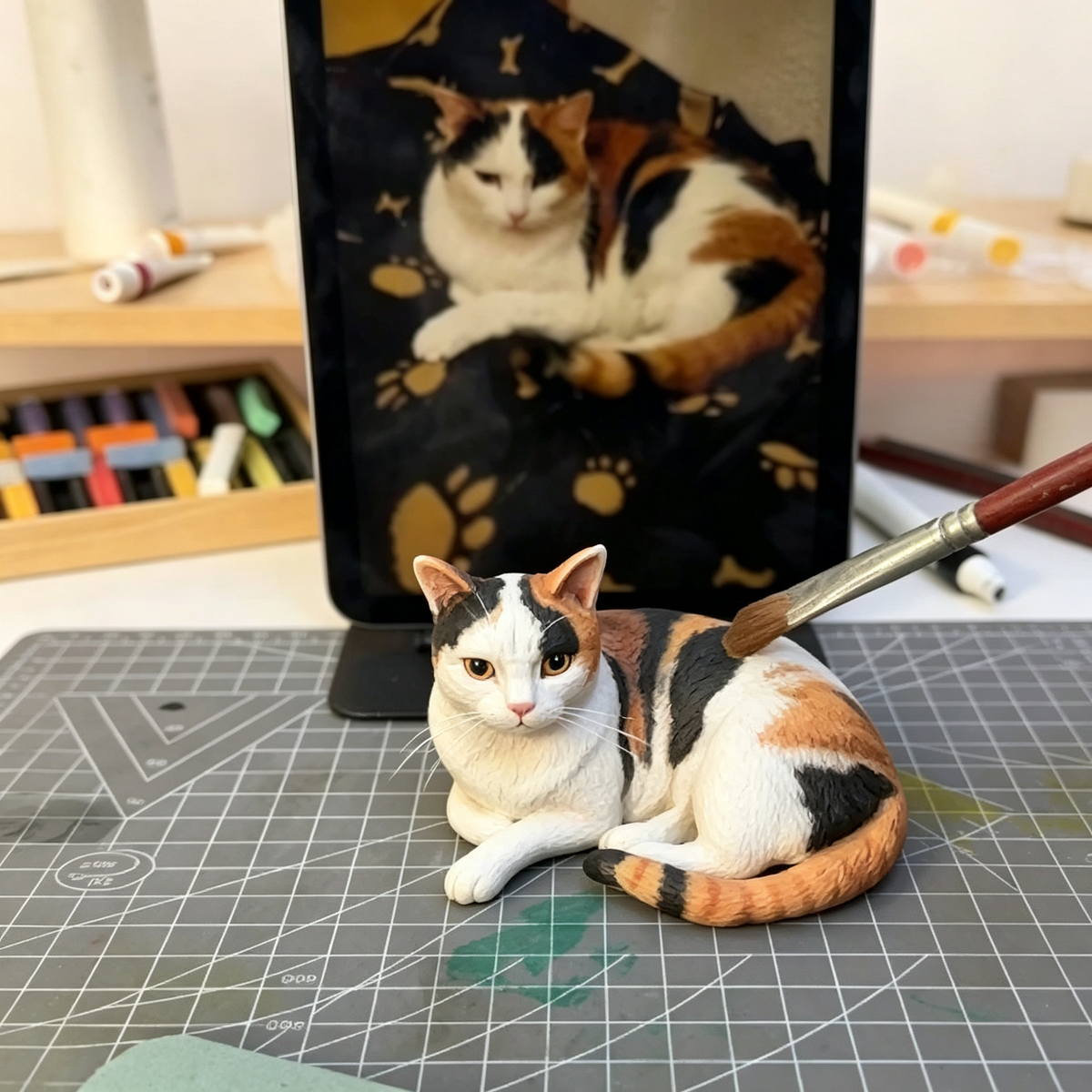 Custom 3D Printed Pet Figurine - Hand-Painted Realistic Keepsake Statue