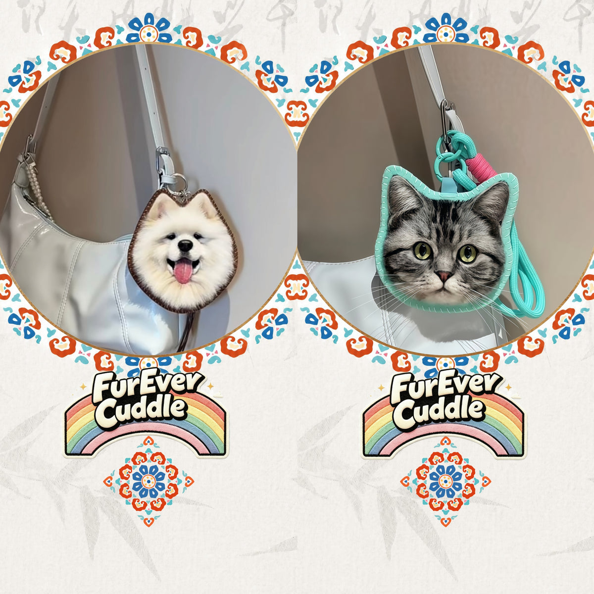 Custom Needle Felted Pet Headshot Keychain – 5" Keepsake Charm