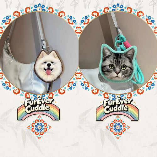Custom Needle Felted Pet Headshot Keychain – 5" Keepsake Charm