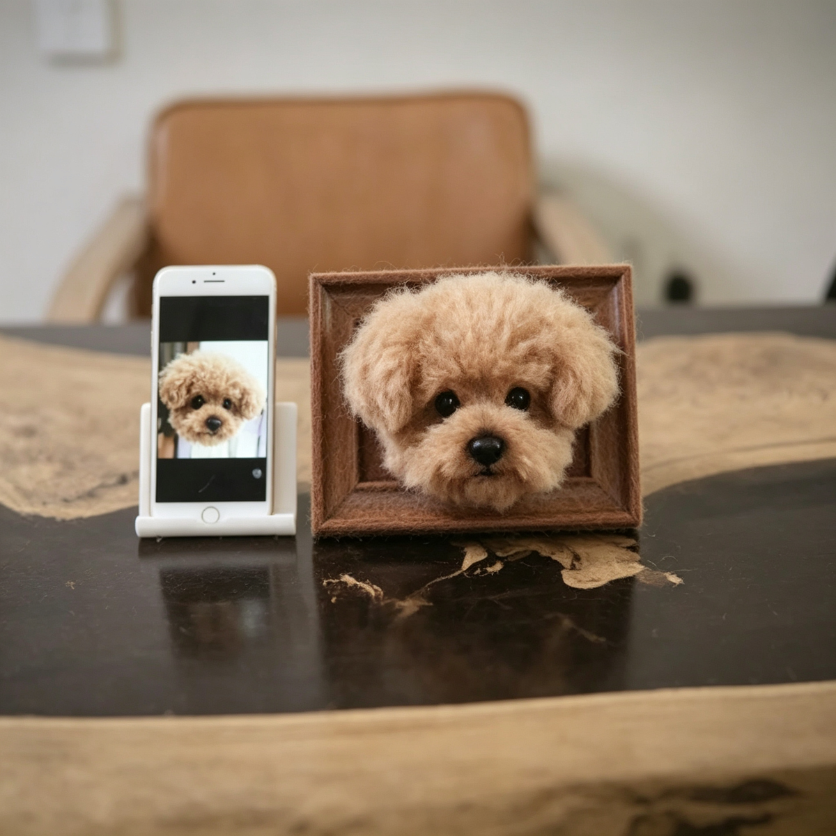 Custom Needle Felted Pet Portrait Frame