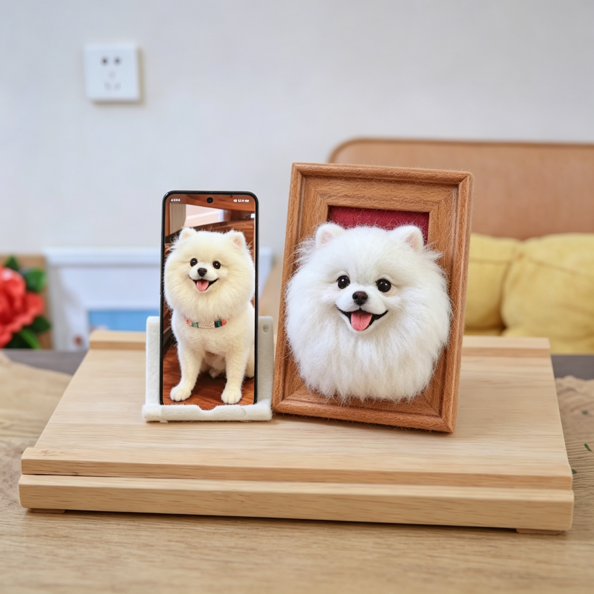 Custom Needle Felted Pet Portrait Frame