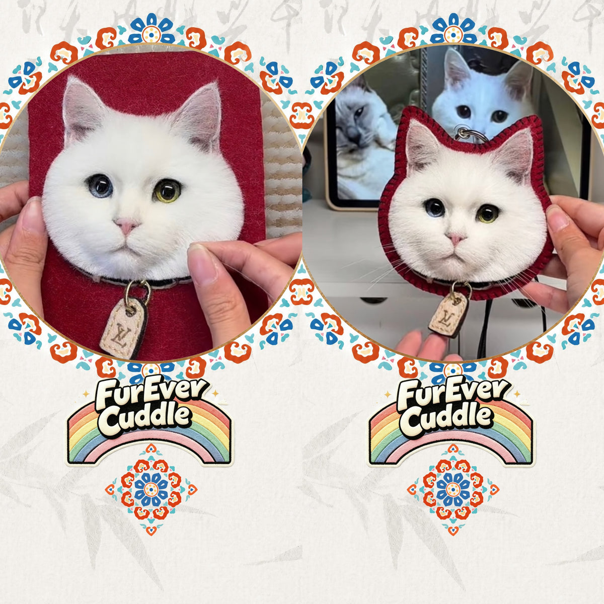 Custom Needle Felted Pet Headshot Keychain – 5" Keepsake Charm