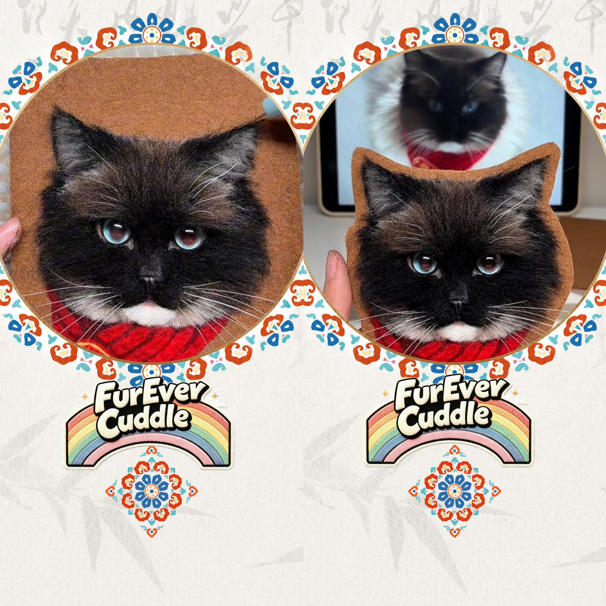 Custom Needle Felted Pet Headshot Keychain – 5" Keepsake Charm