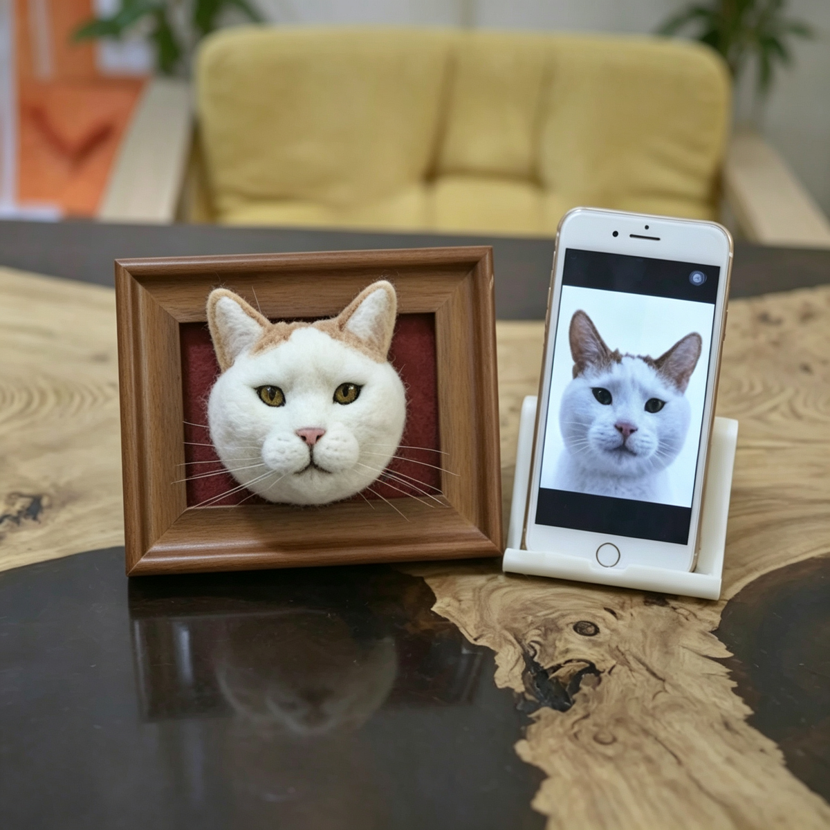 Custom Needle Felted Pet Portrait Frame
