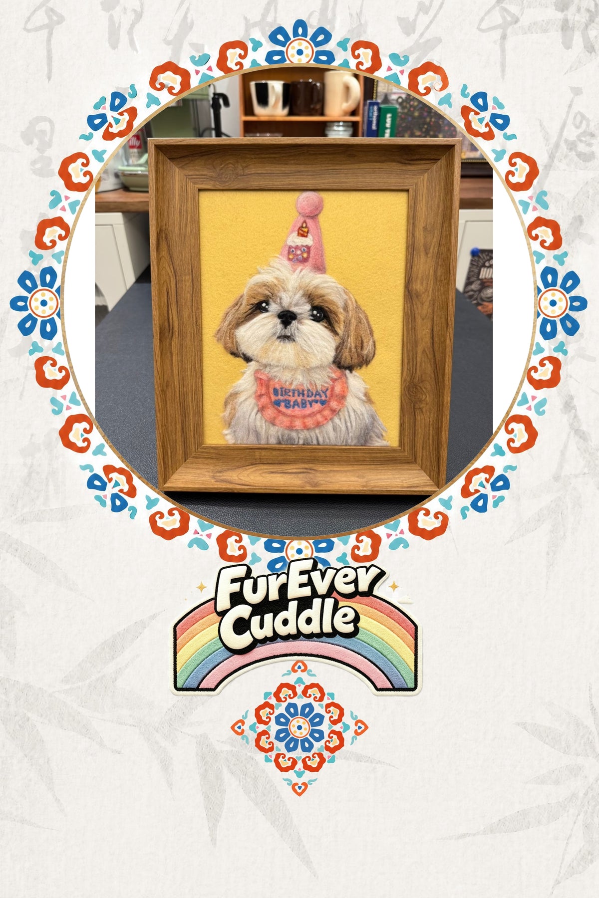Custom Needle Felted Canvas Pet Portrait – 5"–14" Keepsake Artwork