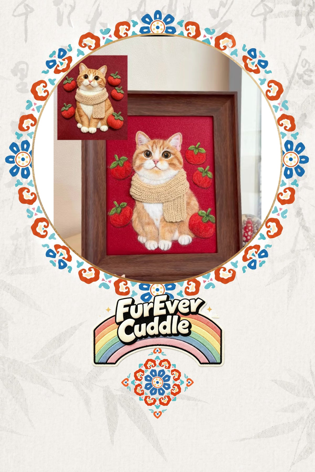 Custom Needle Felted Canvas Pet Portrait – 5"–14" Keepsake Artwork