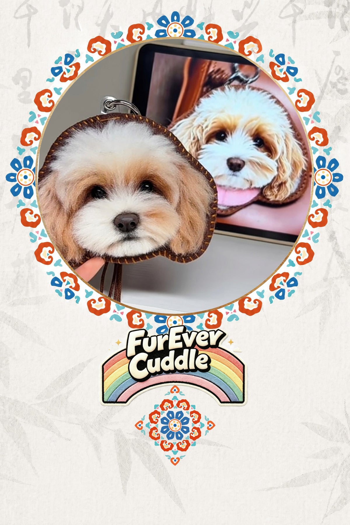 Custom Needle Felted Pet Headshot Keychain – 5" Keepsake Charm