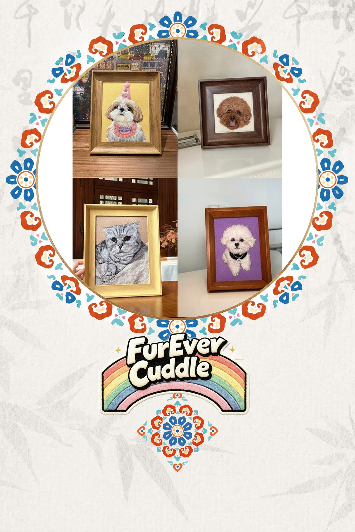 Custom Needle Felted Canvas Pet Portrait – 5"–14" Keepsake Artwork