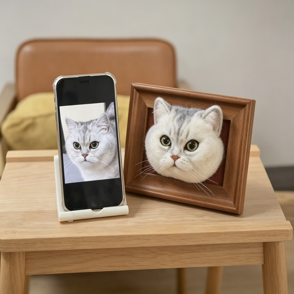 Custom Needle Felted Pet Portrait Frame