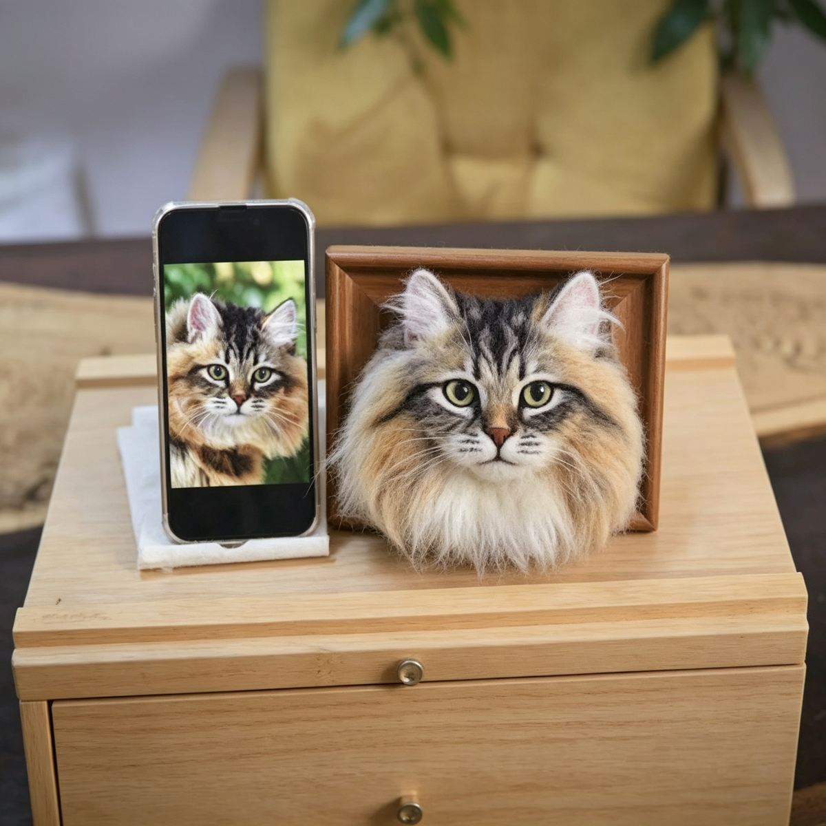 Custom Needle Felted Pet Portrait Frame